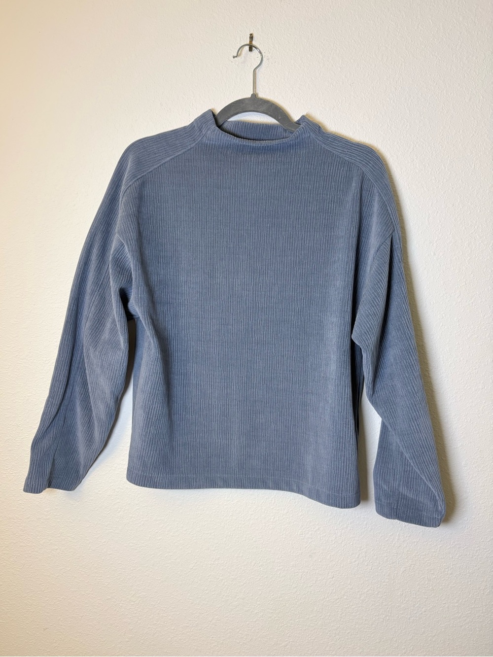 Madewell NO517 Blue Striped Jacquard Funnel Neck Long Sleeve Top Size Small - Picture 2 of 5